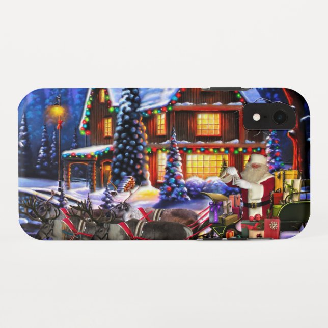 Coques Case-Mate iPhone Old Man Santa Claus and Reindeer (Dos (Horizontal))