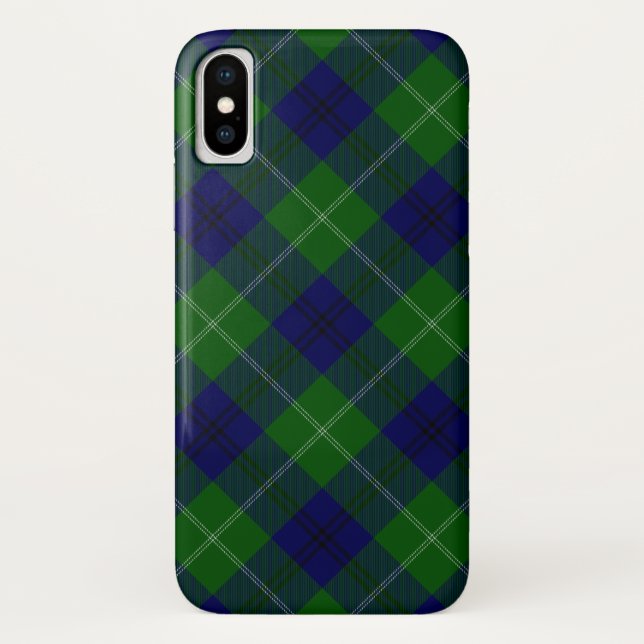 Coques Case-Mate iPhone Oliphant tartan bleu vert plaid (Dos)