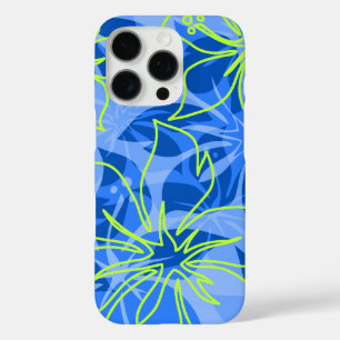 Coque iPhone 16 Pro Olowalu Hibiscus Hawaiian Camo Blue