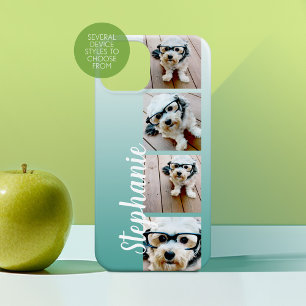 Coque Pour iPhone 16 Ombre 4 photos Carrés manuscrites - CAN EDIT blue