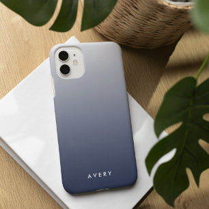 Coques iPhone 16 Ombre à dégradé de gris et de marine fumé personna