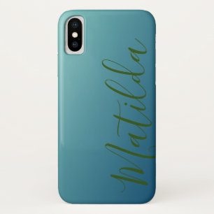 Case-Mate iPhone Case Ombre Blue Navy Turquoise Plain Nom personnalisé