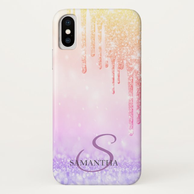 Coques Case-Mate iPhone Ombre Élégant aux Gouttes Pailletées (Dos)