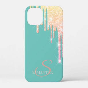 Case-Mate iPhone Case Ombre élégant en paillettes gouttes vert menthe