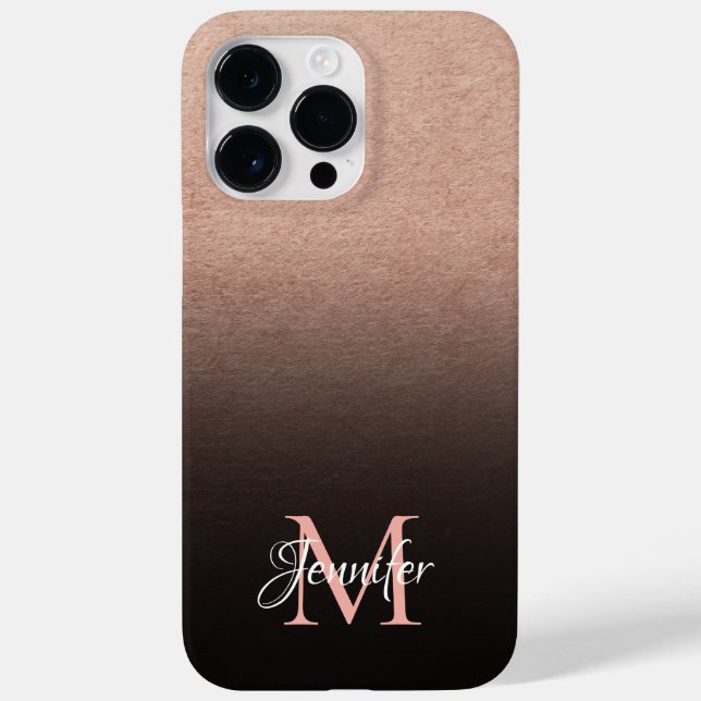 Coques Case-Mate iPhone Ombre noir rose or feuille texture photo monogramm (Verso)