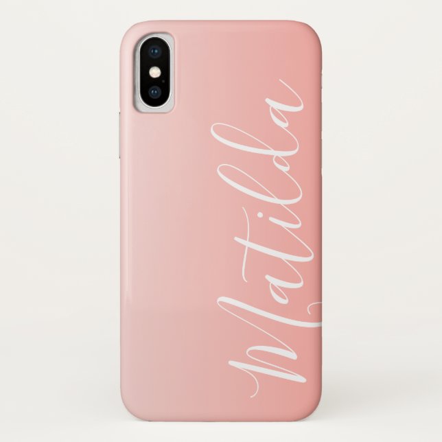 Coques Case-Mate iPhone Ombre Peach Pink Plain Nom personnalisé (Dos)