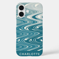 Ombre Turquoise Bleu Abstrait Vagues Personnalisée