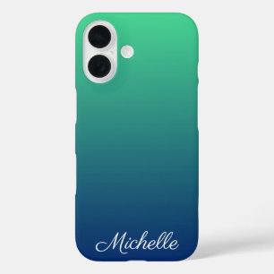 Coque Pour iPhone 16 Ombre vert et bleu personnalisé