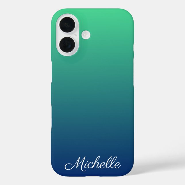 Coques Case-Mate iPhone Ombre vert et bleu personnalisé (Verso)