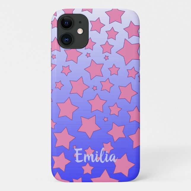 Coques Case-Mate iPhone Ombre violet et étoiles roses (Dos)