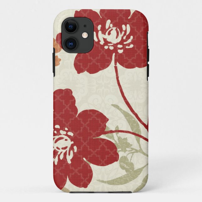 Coques Case-Mate iPhone Ombres florales en rouge et orange (Dos)