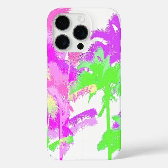 Coques Case-Mate iPhone Onde tropicale à chaleur néon palmiers hawaïens bl (Verso)