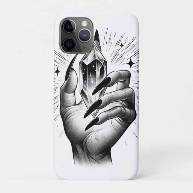 Coques Case-Mate iPhone Ongles Noirs Longs & Magie de l'Énergie Cristallin (Dos)