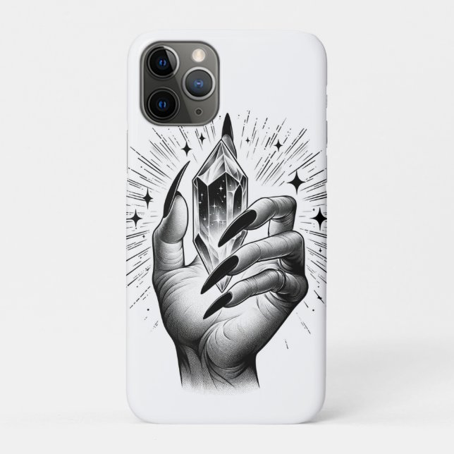 Coques Case-Mate iPhone Ongles Noirs Longs & Magie de l'Énergie Cristallin (Dos)
