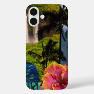 Coque Pour iPhone 16 Plus Opaeka'a Falls, Kauai Hawaiian Collage
