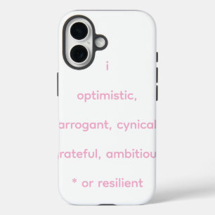 Coque Pour iPhone 16 optimiste, arrogant, cynique, reconnaissant, ambit