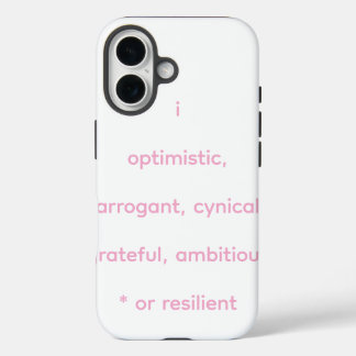 Coque Pour iPhone 16 optimiste, arrogant, cynique, reconnaissant, ambit