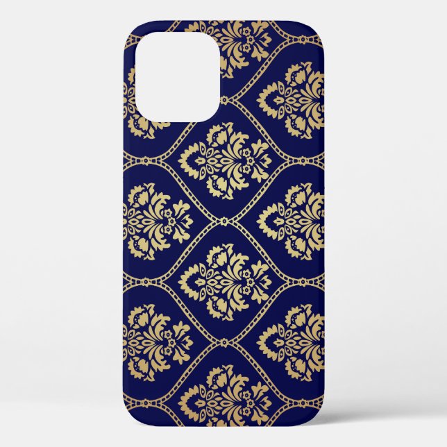 Coques Case-Mate iPhone Or & bleu : Damas de luxe (Verso)