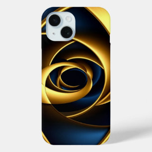 Coque Case-Mate iPhone or bleu spirale abstrait motif vortex luxe ge