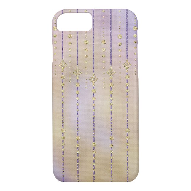 Coques Case-Mate iPhone or bling sur l'aquarelle violette (Dos)