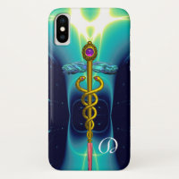 OR CADUCEUS MONOGRAM MÉDICALE, Turquoise bleu Aqua