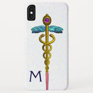 Coques Pour iPhone OR CADUCUS MÉDICALE SYMBOLE Blanc Monogramme