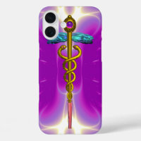 OR CADUCUS MÉDICALE SYMBOLE Violet rose violet vio