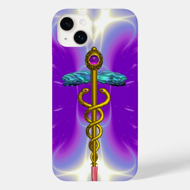 Coques Case-Mate iPhone OR CADUCUS SYMBOLE MÉDICALE, Violet violet (Verso)