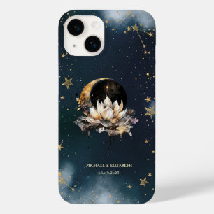 Coque Case-Mate iPhone Or Céleste Soleil, Lune, Étoiles Lotus Ciel Noctur