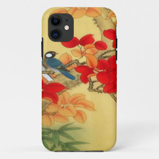 Coques Pour iPhone Or chinois et floral rouge