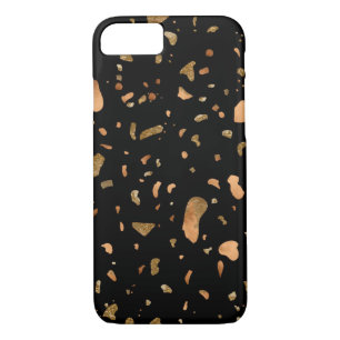 Case-Mate iPhone Case Or de cuivre sur pierre noire Terrazzo