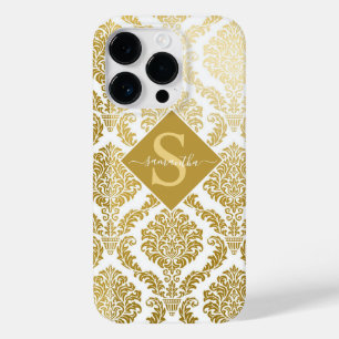 Coque Case-Mate iPhone Or élégant et blanc Impression Damassé Personnalis