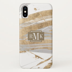 Case-Mate iPhone Case Or et gris du monogramme  