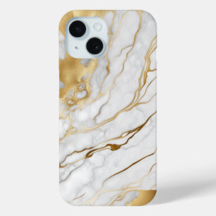 Coque Case-Mate iPhone Or et Marbre blanc Abstrait