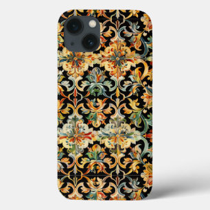 Case-Mate iPhone Case Or fleuri sur noir