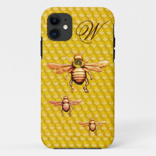 COQUE iPhone 11  OR HONEY BEES MONOGRAM