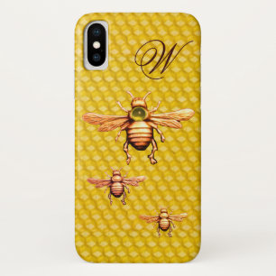 COQUE iPhone X   OR HONEY BEES MONOGRAM