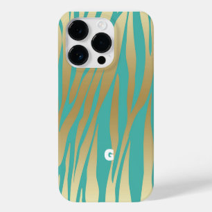 Coque Case-Mate iPhone Or moderne et Turquoise bleu
