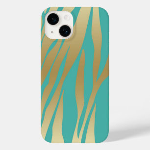 Coque Case-Mate iPhone Or moderne et Turquoise bleu