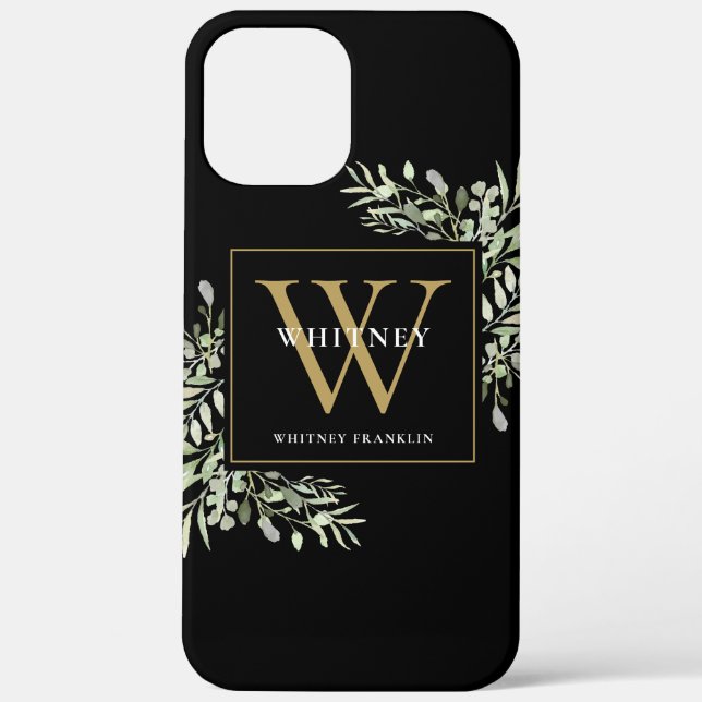 Coques Case-Mate iPhone Or Monogramme Élégant Modernité Verdure (Verso)