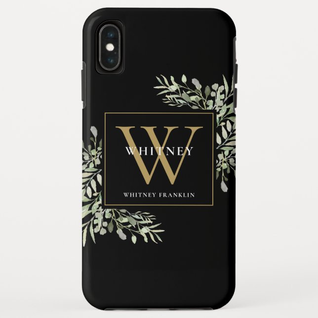 Coques Case-Mate iPhone Or Monogramme Élégant Modernité Verdure (Dos)