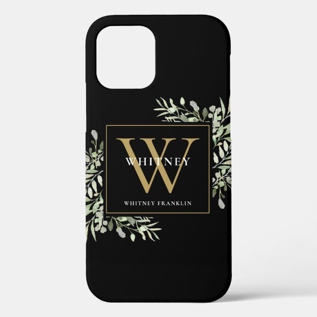 Coques Case-Mate iPhone Or Monogramme Élégant Modernité Verdure (Verso)
