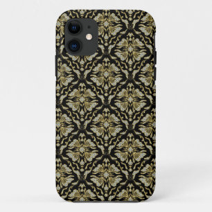 Coques Pour iPhone Or noir et diamants Motif-Rétro Damas florales