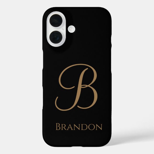 Coques Case-Mate iPhone Or noir Nom et monogramme personnalisés (Verso)
