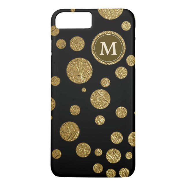 Coques Case-Mate iPhone or pois sur noir, personnalisé (Dos)