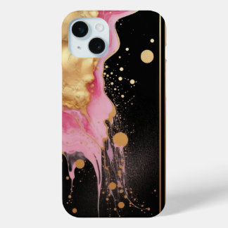 Coque Case-Mate iPhone Or rose abstrait moderne et marbre noir