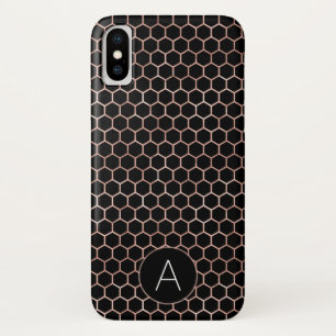 Case-Mate iPhone Case Or rose et motif Girly noir d'hexagone