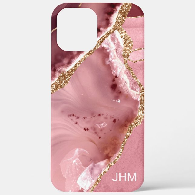 Coques Case-Mate iPhone Or Rose Gold Agate Moderne (Verso)