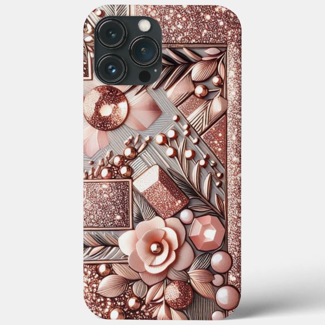 Coques Case-Mate iPhone Or rose moderne élégant avec courbe florale13 (Verso)