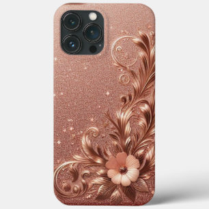 Case-Mate iPhone Case Or rose moderne élégant avec courbe florale2